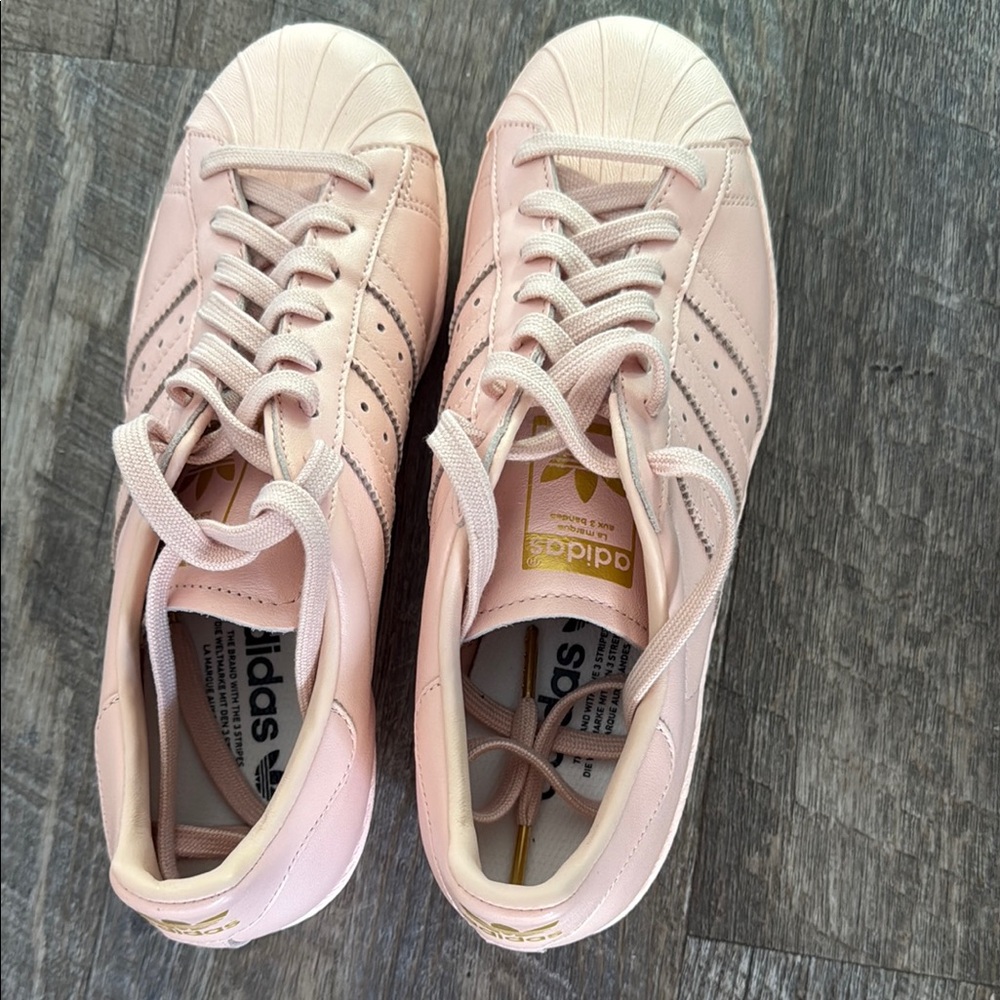 Adidas Pink Sneakers with Shell Toe and Three Stripes